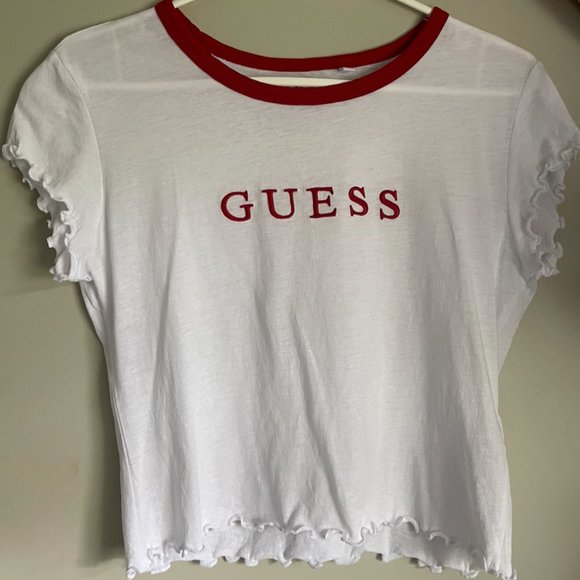 GUESS White and Red Tee - Picture 2 of 4